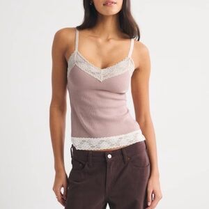 Abercrombie Bra-Free Lace-Trim Rib Cami